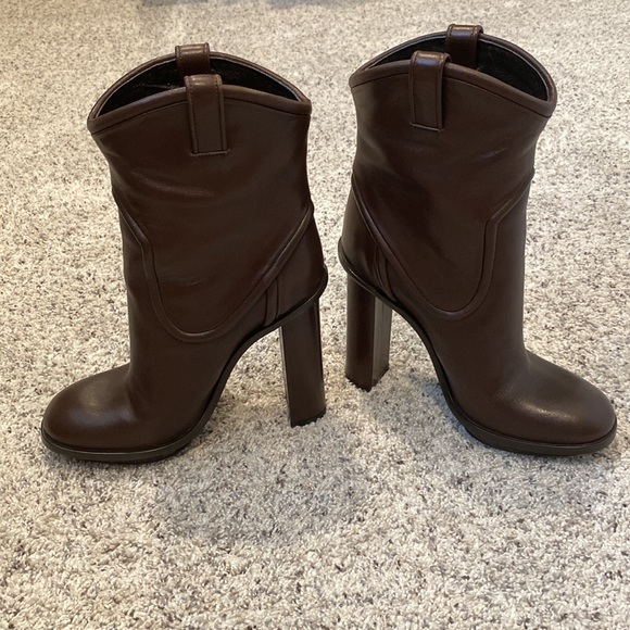 Gucci Lifford Cocoa dark brown leather boots 37.5 7 7.5 GG - Picture 6 of 16